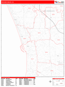 Redondo Beach Digital Map Red Line Style